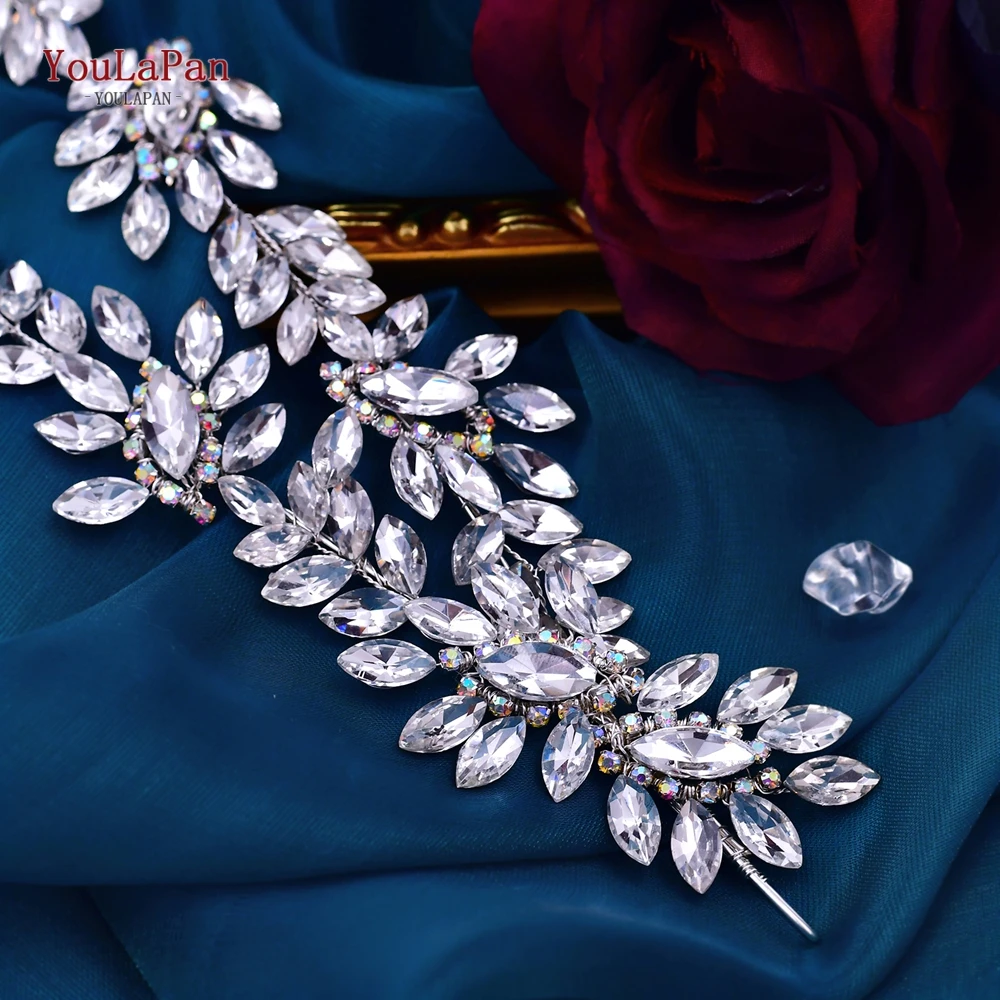 YouLaPan Handmade Rhinestone Flower Belt Elegant Women Bride Double Layer Sash Accessories Shiny Prom Dress Belt Ornaments SH450