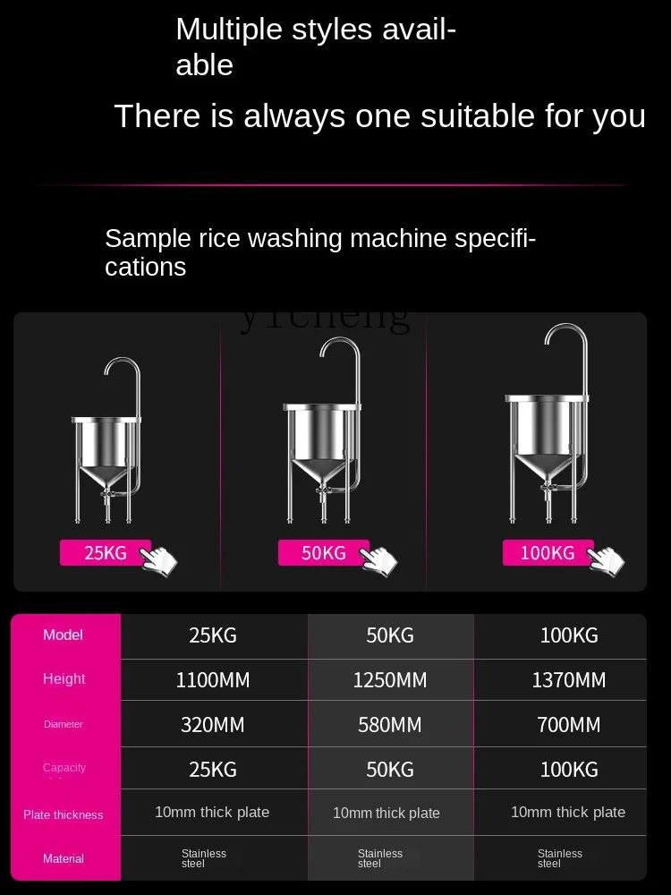 Xl Stainless Steel Hydraulic Washing 50 Automatic Rice Washing Machine