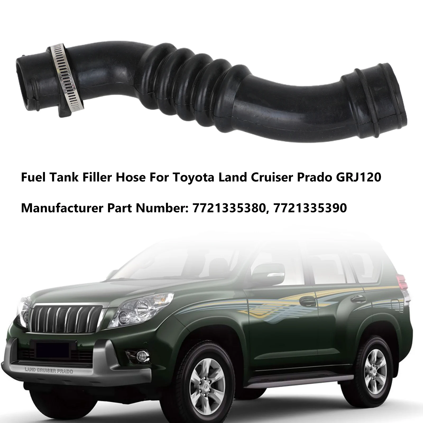 Areyourshop Fuel Tank Filler Hose for Toyota Land Cruiser Prado GRJ120 7721335380 7721335390 Car Auto Parts