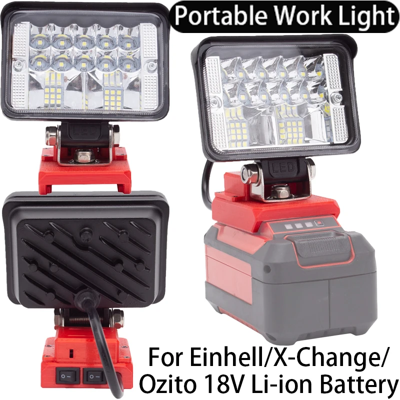 Portable Tool Light for Einhell/X-Change/Ozito 18V Li-Ion Battery with USB Portable Flashlight Cordless LED Work Light