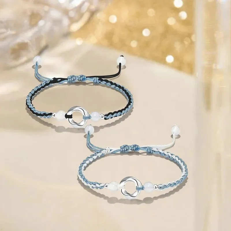 

M ö bius hand rope silver 999 women's fashionable temperament hand woven colorful bracelet couple bracelet jewelry gift
