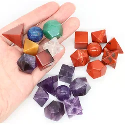 Pedras geométricas sagradas para meditação, sólidos platônicos, cura Reiki, pedras preciosas de Chakra, Lucky Home Decor, 7pcs