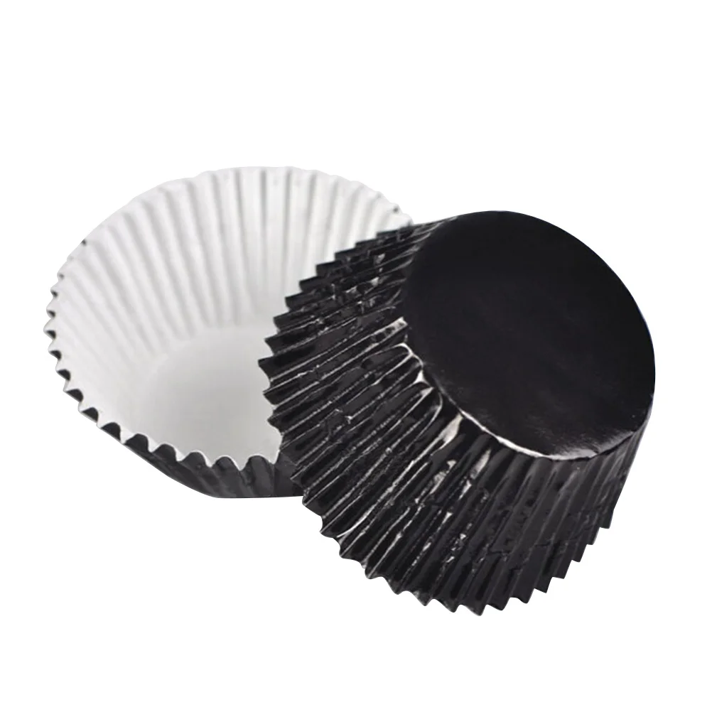 

100 Pcs Paper Cups Cake Mold Household Cupcake Liners Black Aluminum Foil Mini Molds