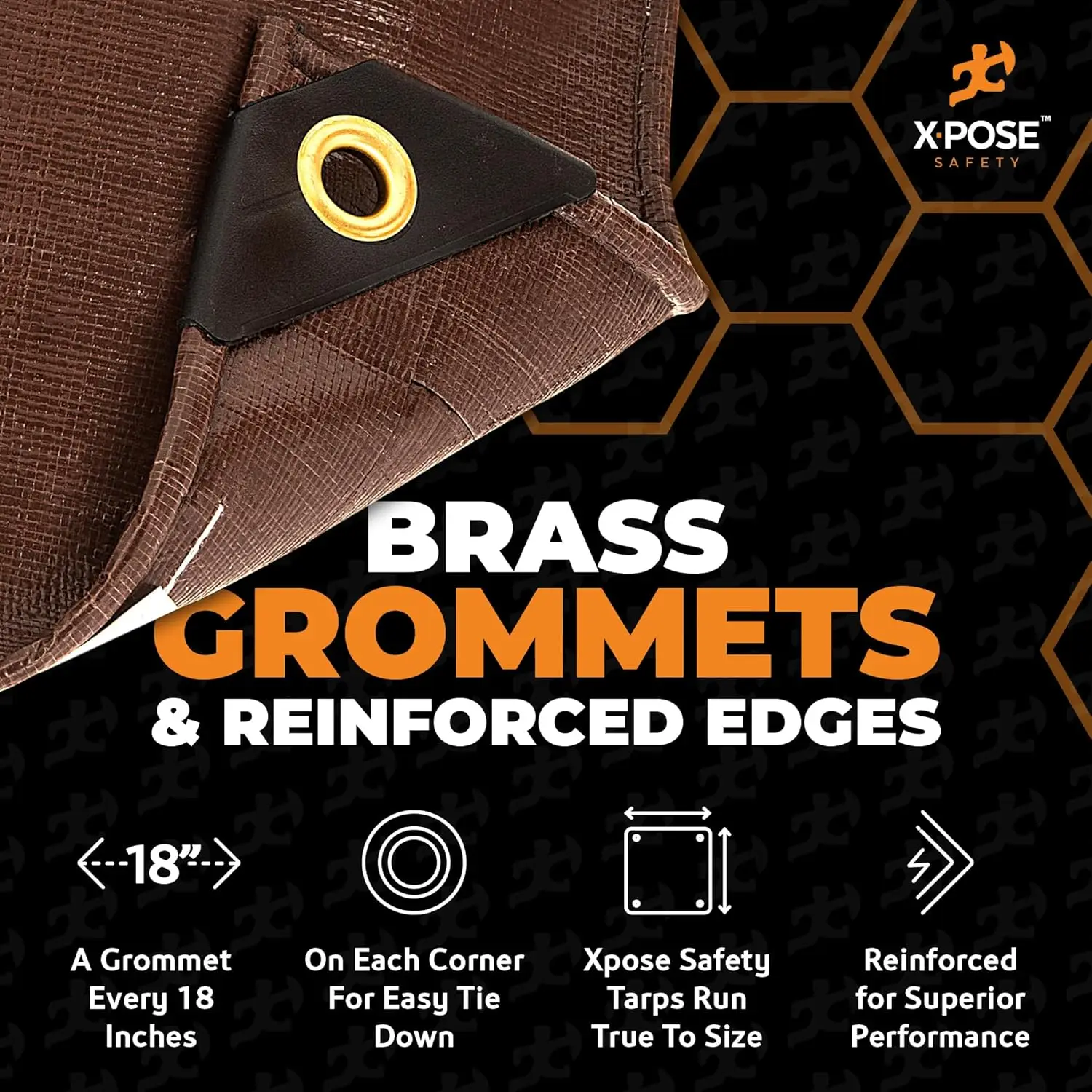 30' x 50' Super Heavy Duty 16 Mil Brown Poly Tarp Cover – dicke, wasserdichte, UV-beständige, reiß- und reißfeste Plane mit Grom