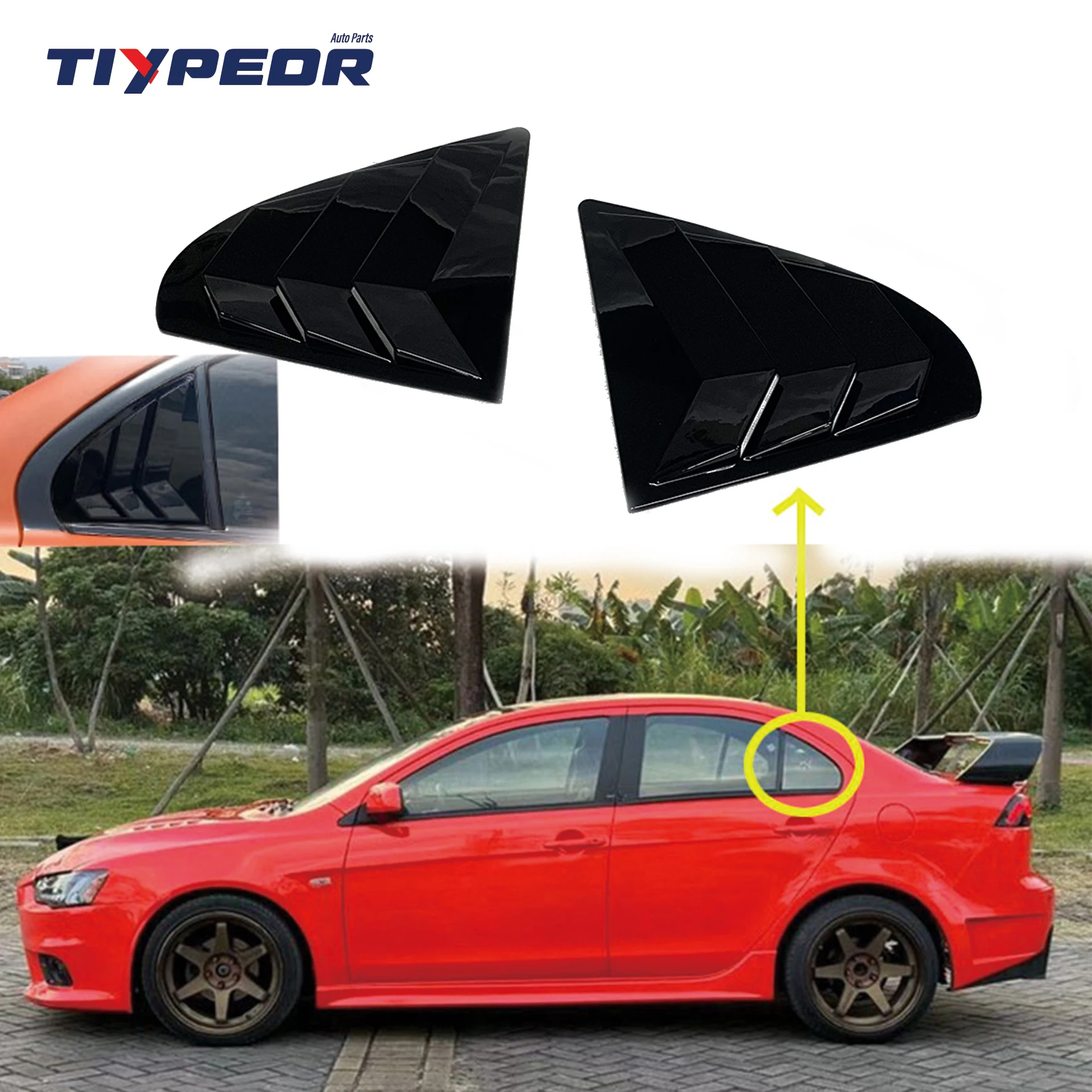 

ABS Sticking Rear Side Window Louvers Racing Decors ABS Style Air Vent Louver Scoop For Mitsubishi Lancer EX 2008 - 2017