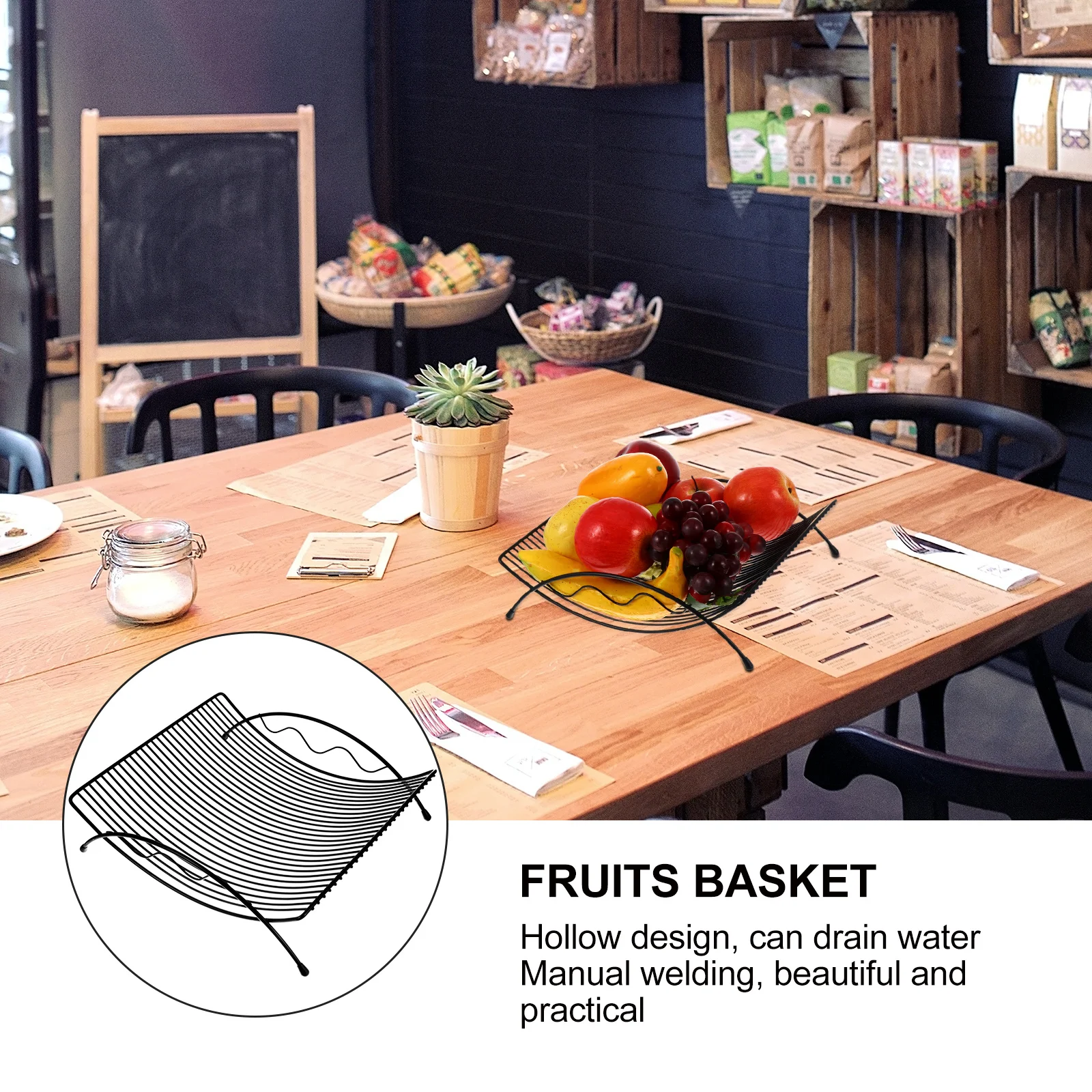 

1Pcs Iron Fruit Basket Safe Deform Rust Break Resistance Creative Tasteful Design Home Desk Metal Storage