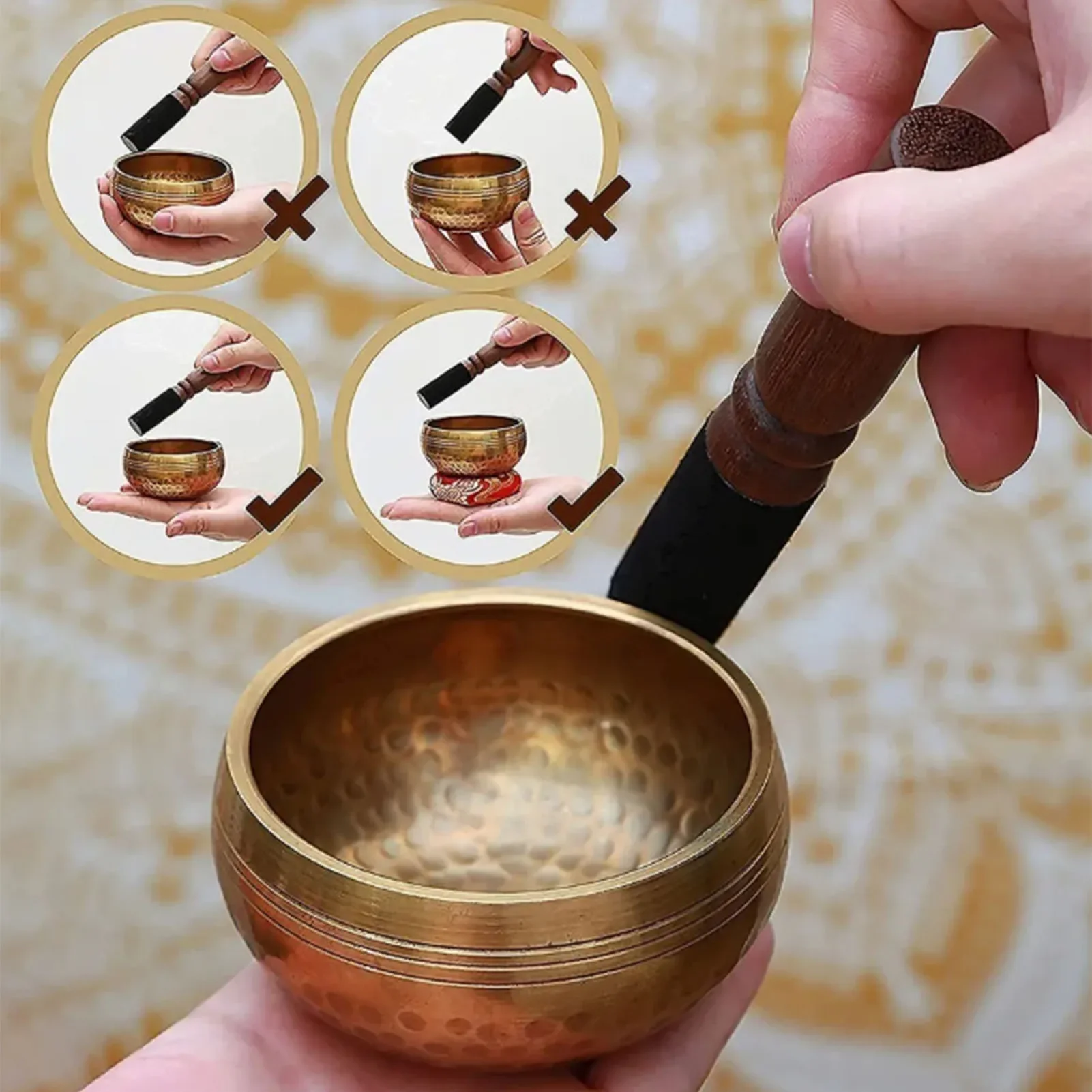 Tibetan Singing Bowls Set Hand Hammered Nepal Meditation Sound Bowl for Yoga Meditation Mindfulness Healing