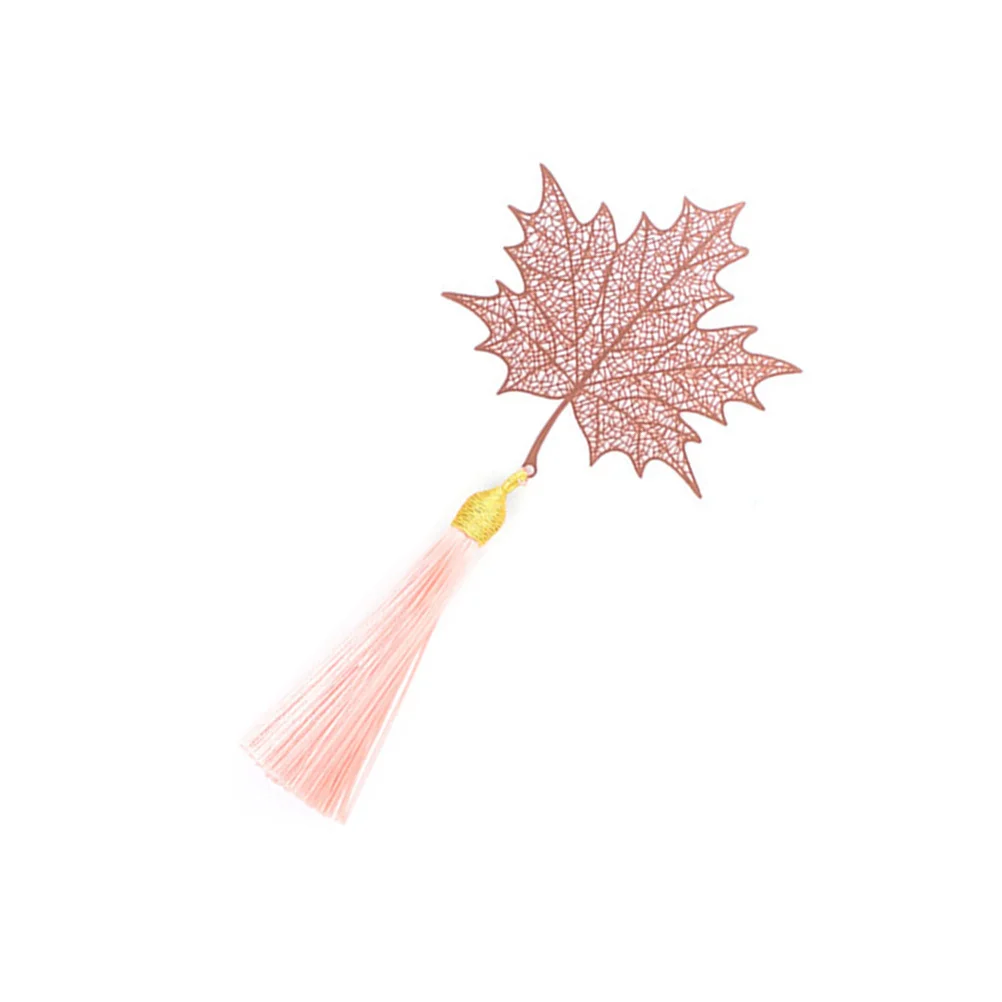 2Pcs Metal Bookmark Creative Leaf Design Exquisite Tassel Decor Stationery Book Label for Readers Students Writers Graduates