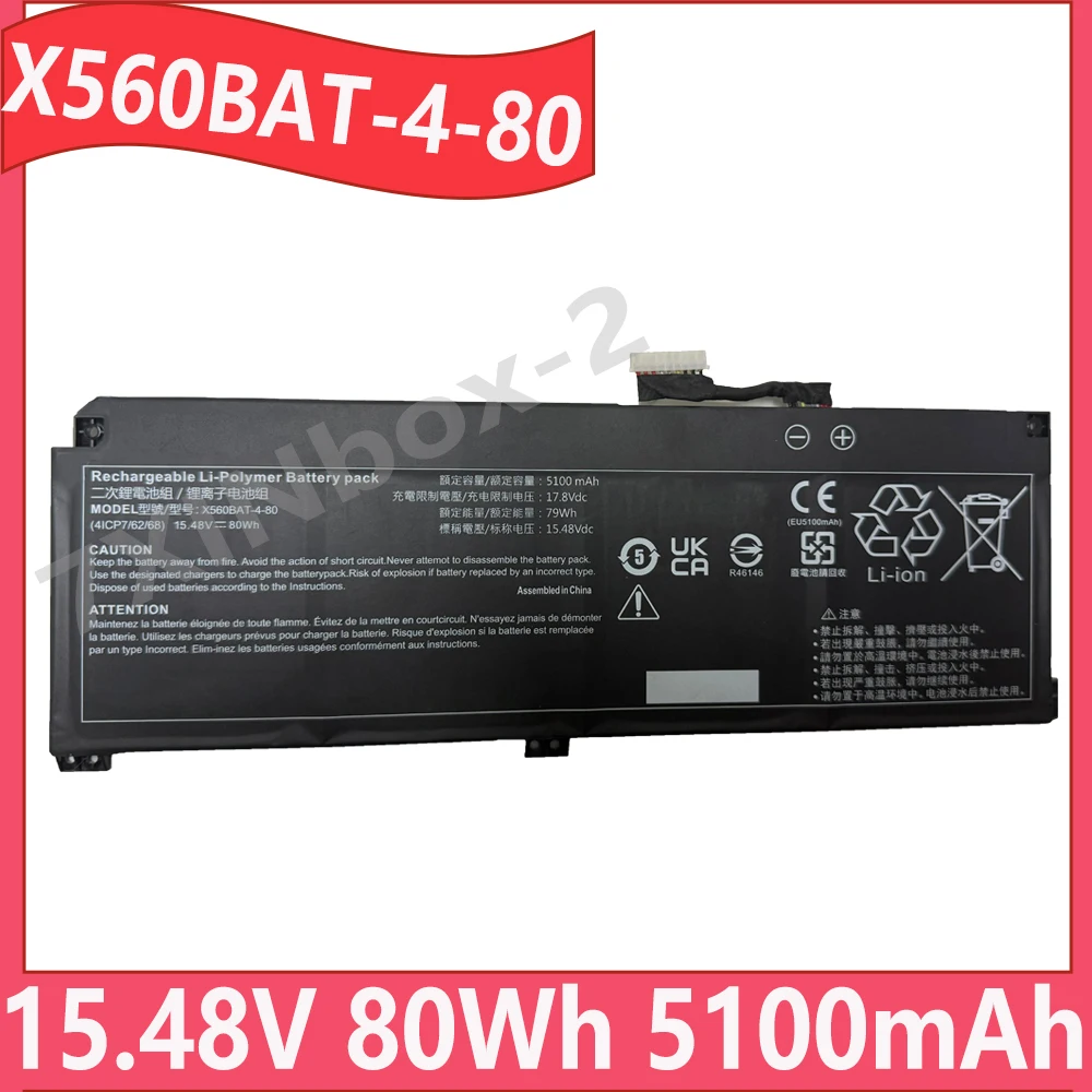 

Новый аккумулятор для ноутбука X560BAT-4-80 15,48 В 80 Втч 5100 мАч для Clevo X560BAT-4-80 41CP7/62/68