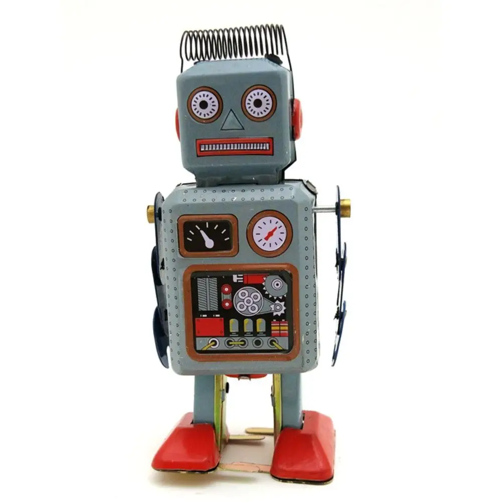 

Drumming Robot Wind Up Walking Robot Iron Metal Toy Figures Clockwork Walking Toy Nostalgic Fun Play