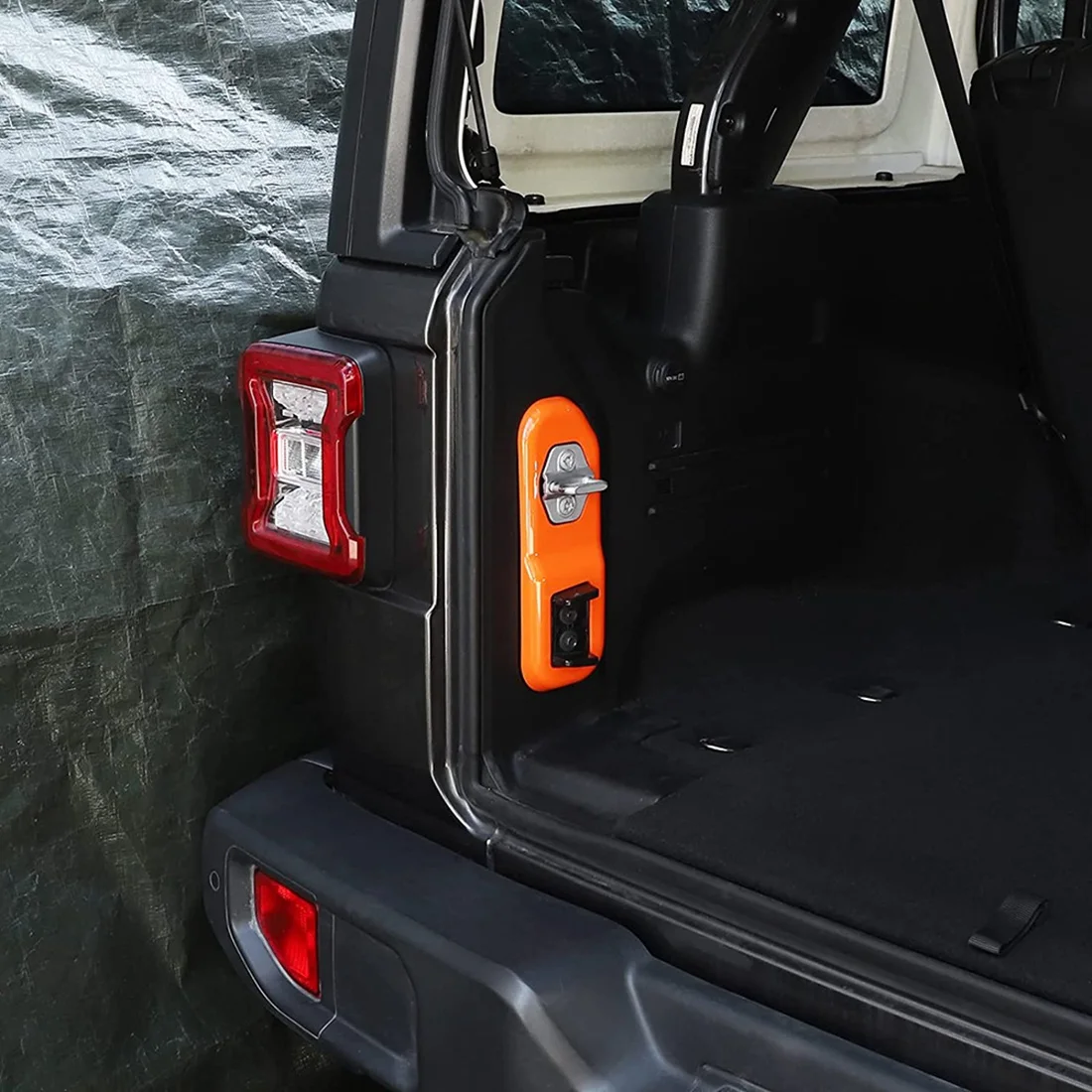 Rear Trunk Tailgate Lock Panel Cover Decoration Interior Accessories for Jeep Wrangler JL 2018-2021 (ABS