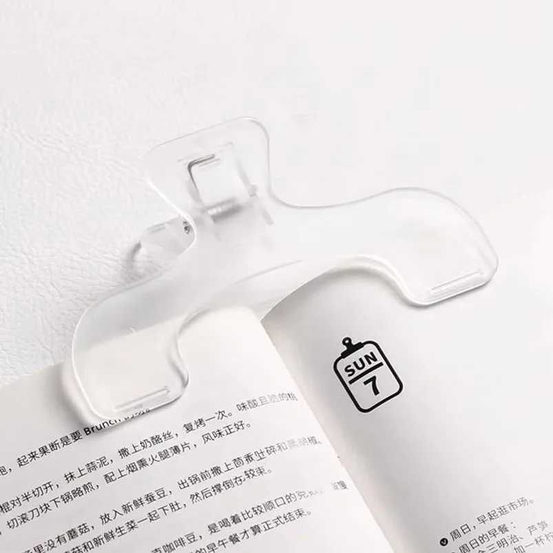 1pc Simple Fixed Book Clips Memo Clip Desk Accessories Practical Note Holder Frosted Transparent Page Holder For Reading Tool