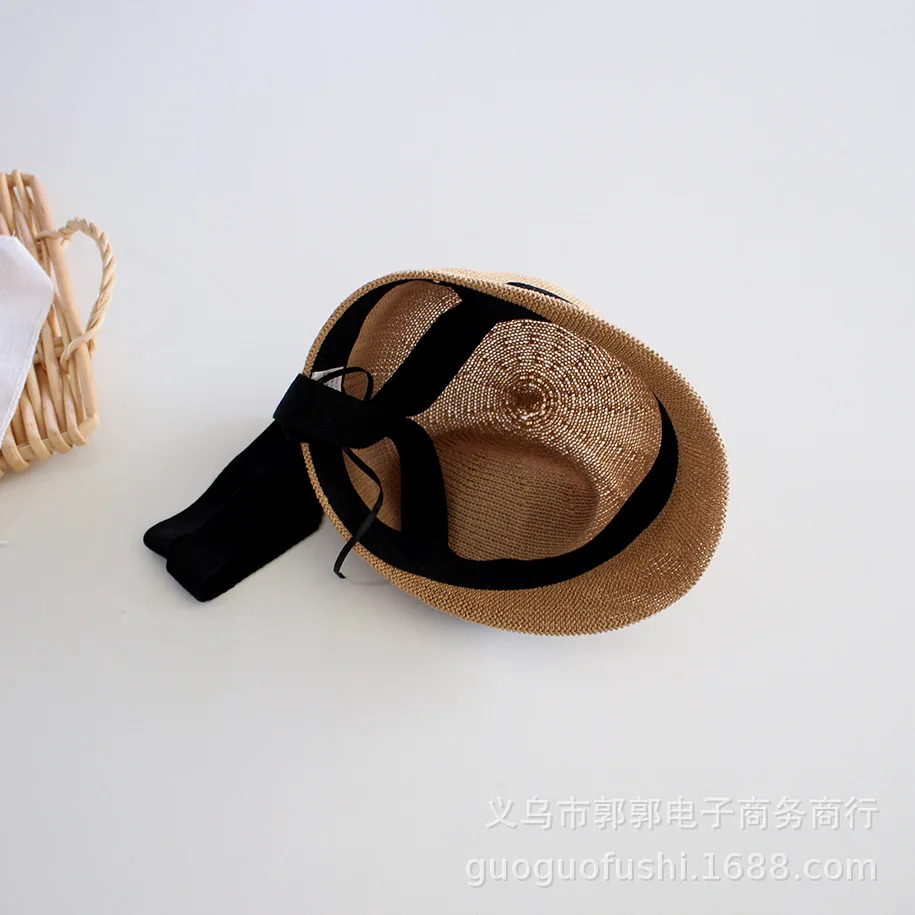 Sombrero de estilo coreano con personalidad para niños y niñas, sombrero de paja transpirable para vacaciones, playa, informal, Simple