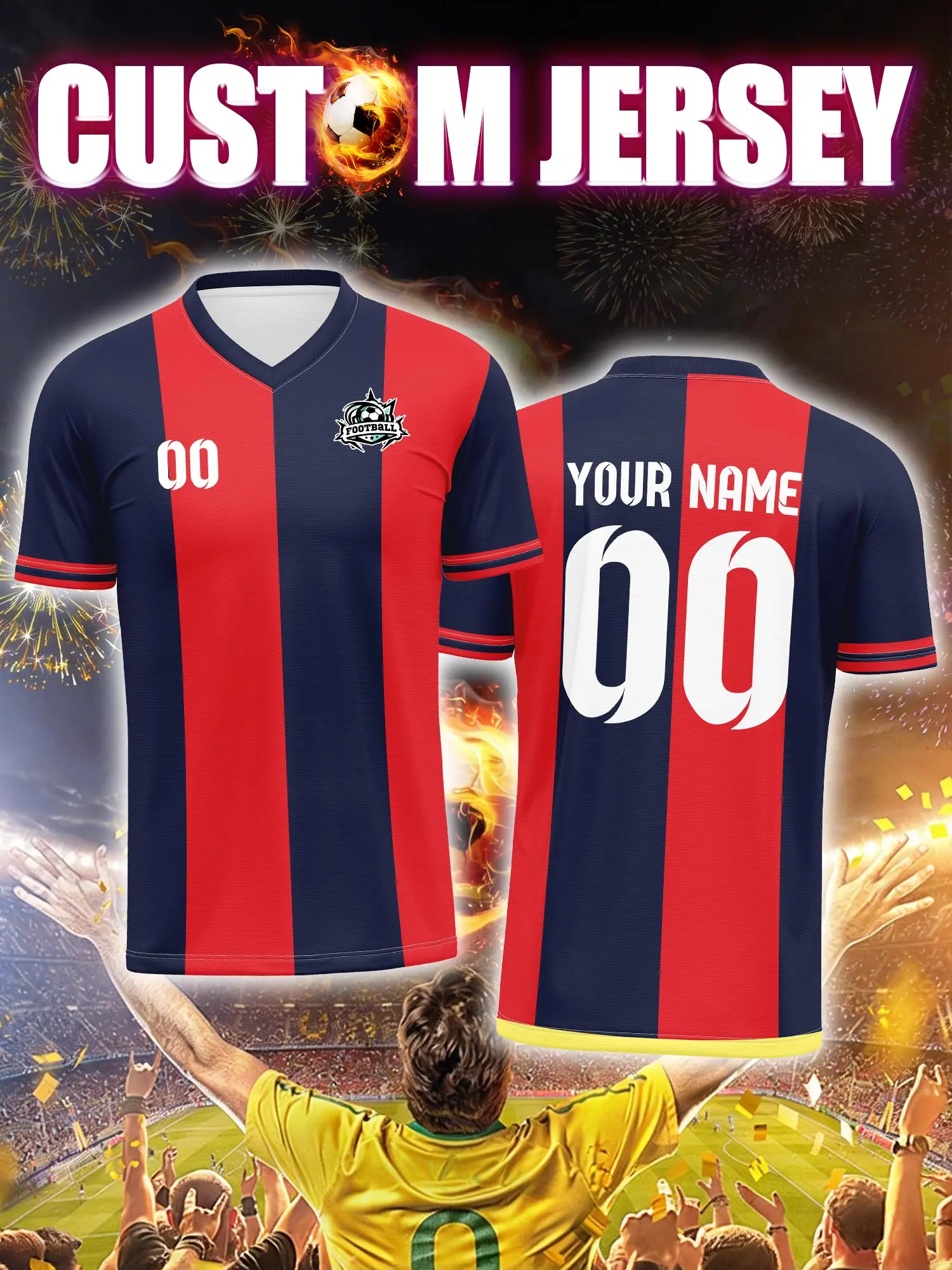 

Спортивная футболка с V-образным вырезом для взрослых и детей, с индивидуальным именем и номером, быстросохнущая, модная, с сублимационной печатью, 2026