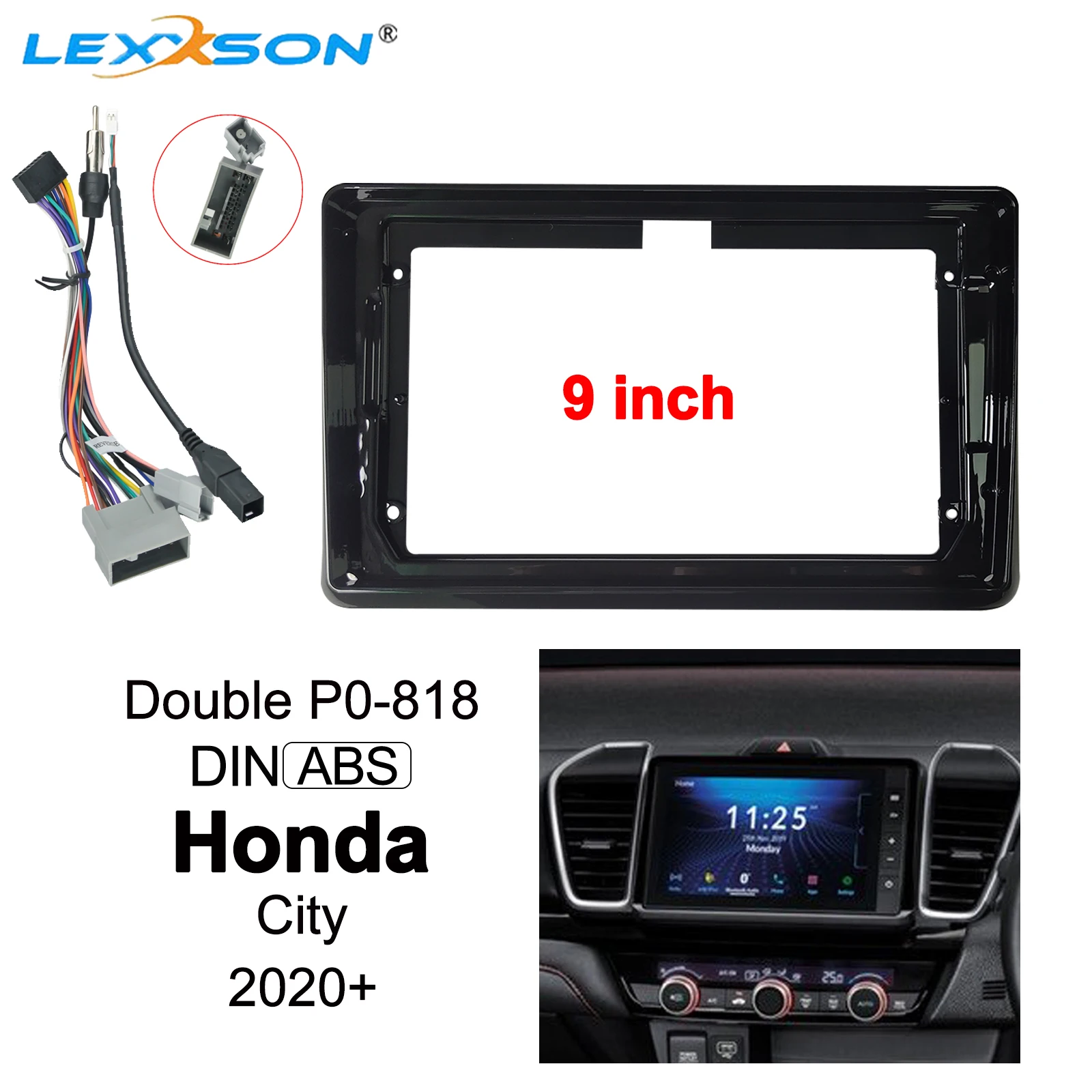 9 inch Car Radio Fascia Trim Kit Double Din For Honda City 2020+ Fit Car DVD Radio Audio Frame Adaptor Facia Panel In-dash