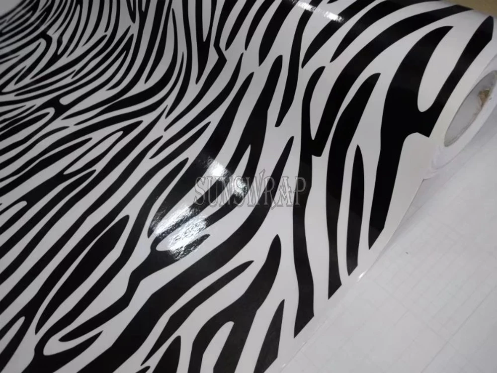 Premium PVC Zebra Camouflage Car Wrap - Durable Animal Print Vehicle Film, Weatherproof Wrap for Jeep Sedan 1.52x20m