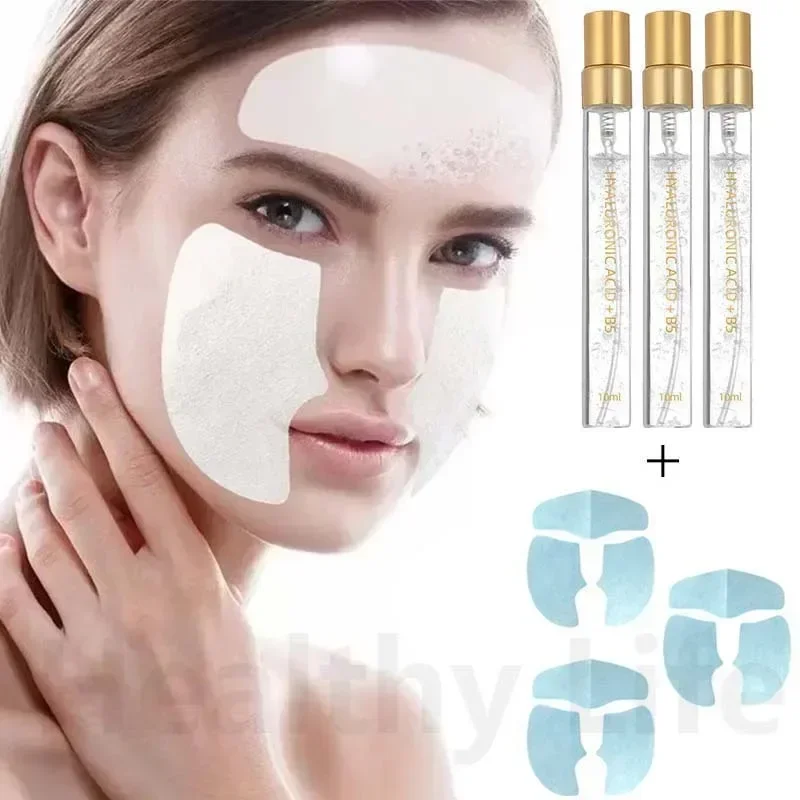 Women Anti-aging Essence Set Effective Anti-wrinkle Serum Soluble Collagen Masks Face Filling Stickers Absorbable Forehead Mask