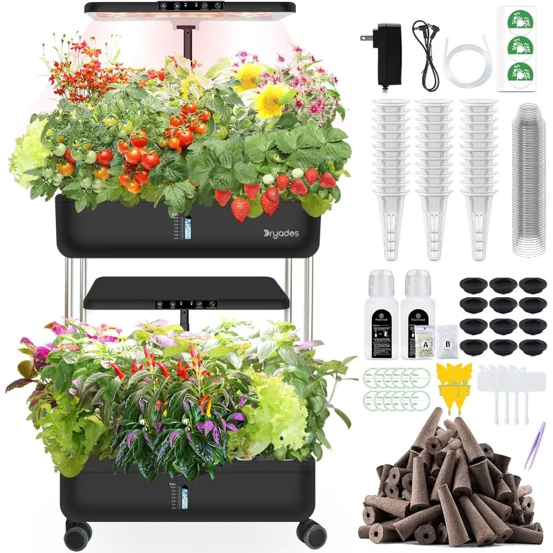 Hydroponics Growing System Indoor Garden 44 Pods Herbs Garden Kit Indoor,LED Grow Light  Harvest Vegetable Lettuce Home Kitchen