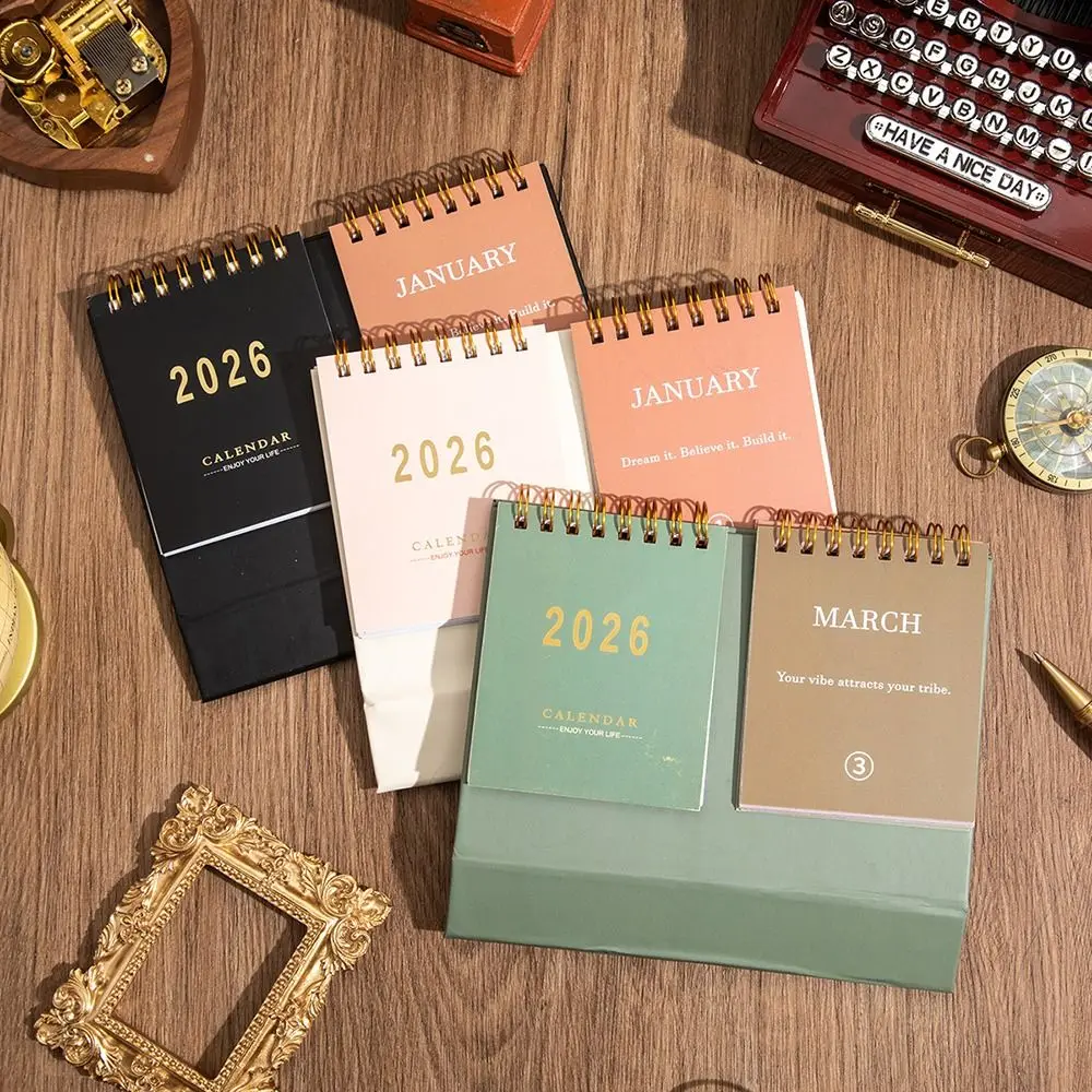 

Double Sides 2026 Desktop Calendar Spiral Binding Standing Format Planner Calendar Minimalist Design Flip Style To Do List
