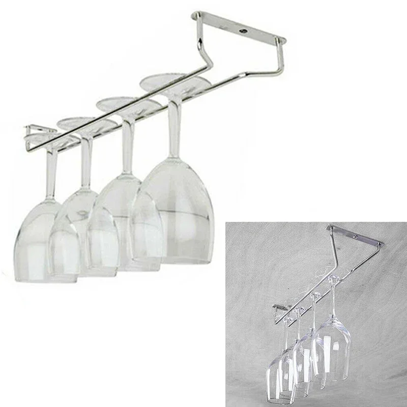 Estante para copas de vino al revés, portavasos para champán, colgador de barra colgante de acero inoxidable, estante para el hogar, cocina, Bar, hogar