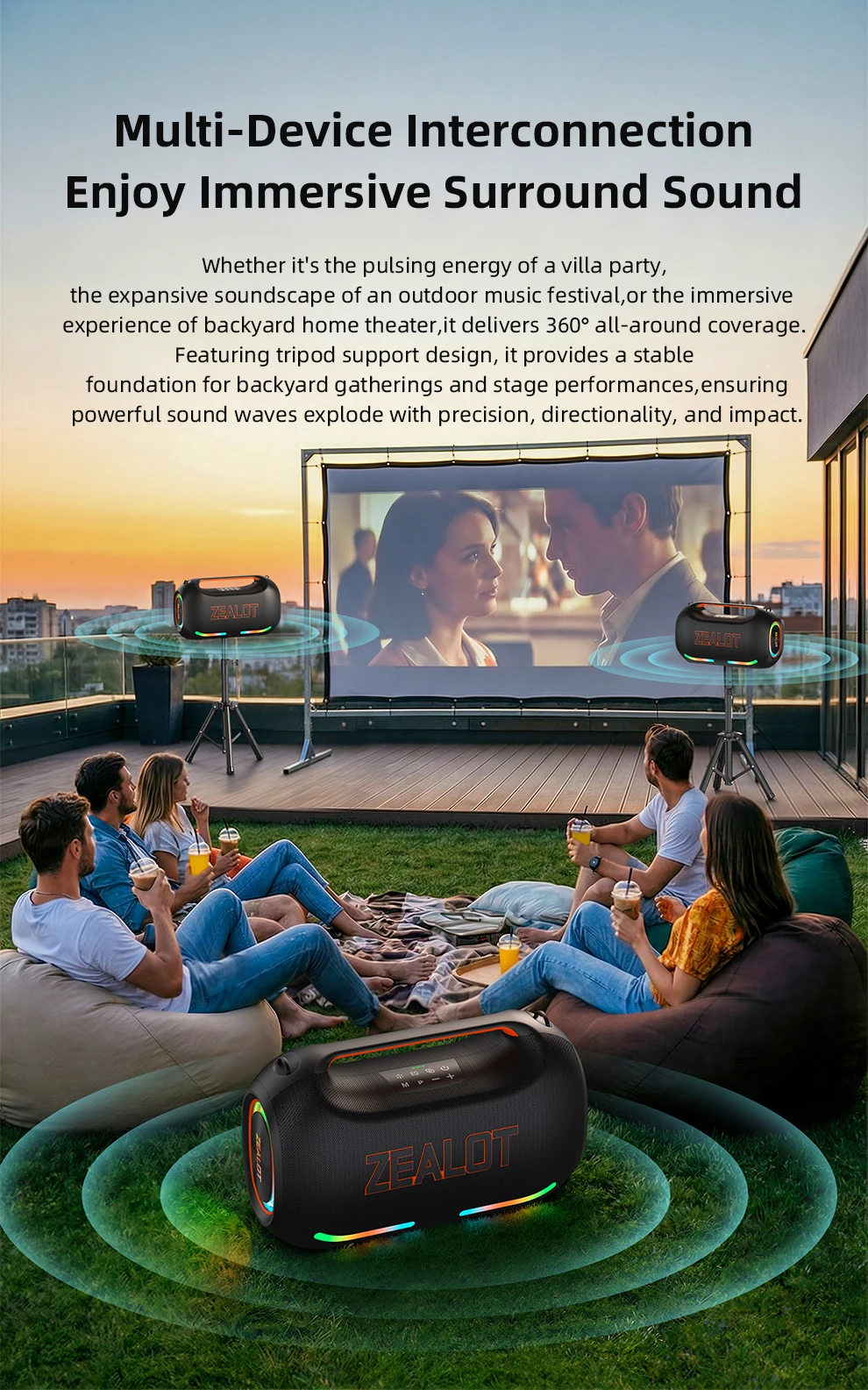 PL-zealot-ze41 250W Tragbarer Bluetooth-Lautsprecher StormBox Blast Outdoor Kabelloser Lautsprecher IPX6 Wasserdicht Party-Camping-Lautsprecher 12 Stunden Laufzeit – Detail 9