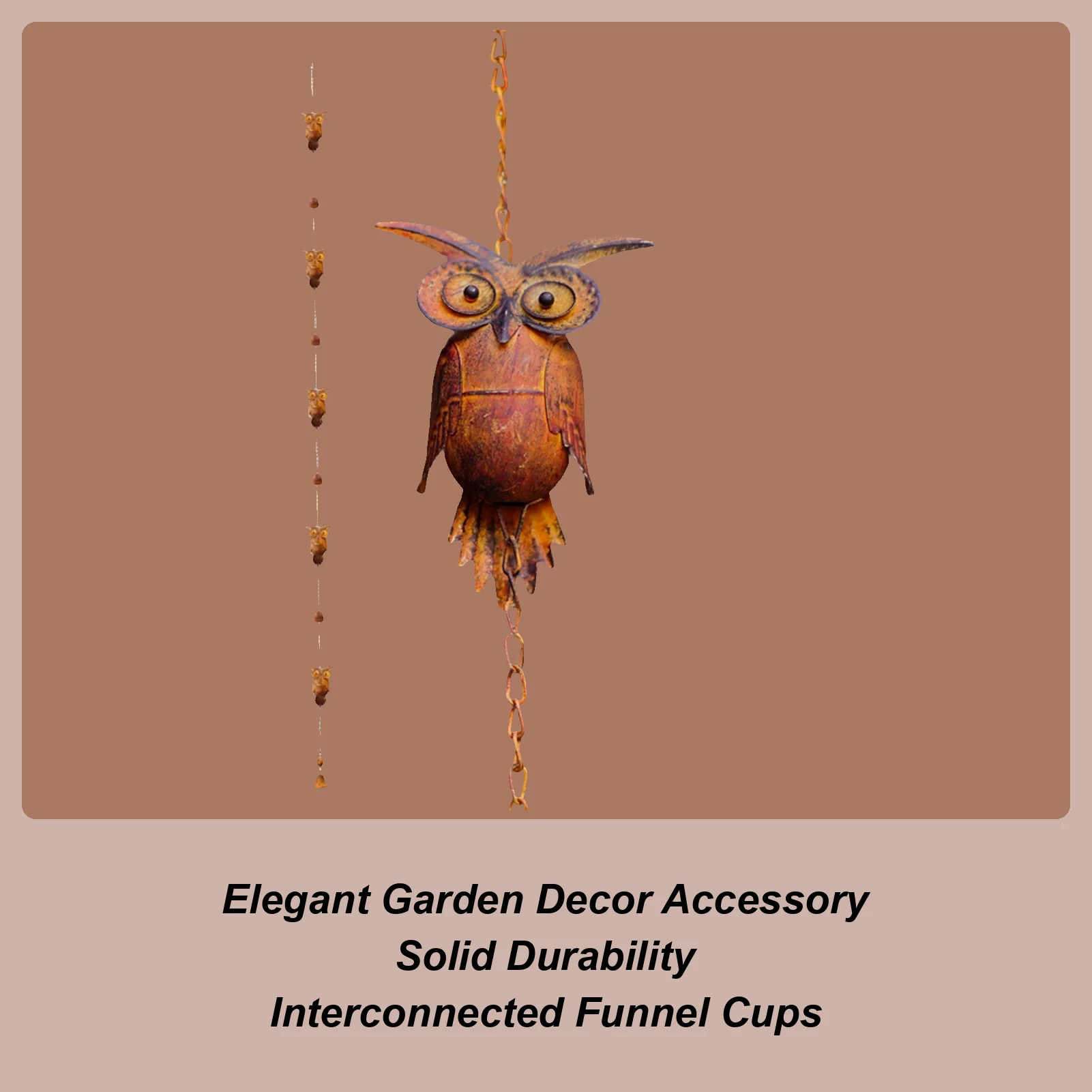 

7,5 футов дождевые цепи для улицы, регулируемый двор, Ловец дождевой воды с совой, уличный декор для прихожей, ванная комната, тумбочка, домашний декор