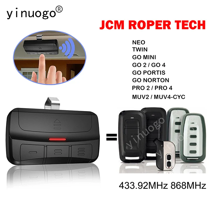 For JCM ROPER TECH NEO TWIN GO MINI GO 2 4 PORTIS NORTON Garage Door Remote Control PRO 2 4 MUV4-CYC Remote Control Gate Opener
