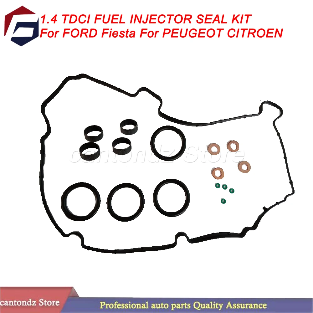 For FORD Fiesta For PEUGEOT CITROEN 1.4 TDCI FUEL INJECTOR SEAL KIT WITH ROCKER COVER GASKET 1148101 2S6Q 6L004 AA