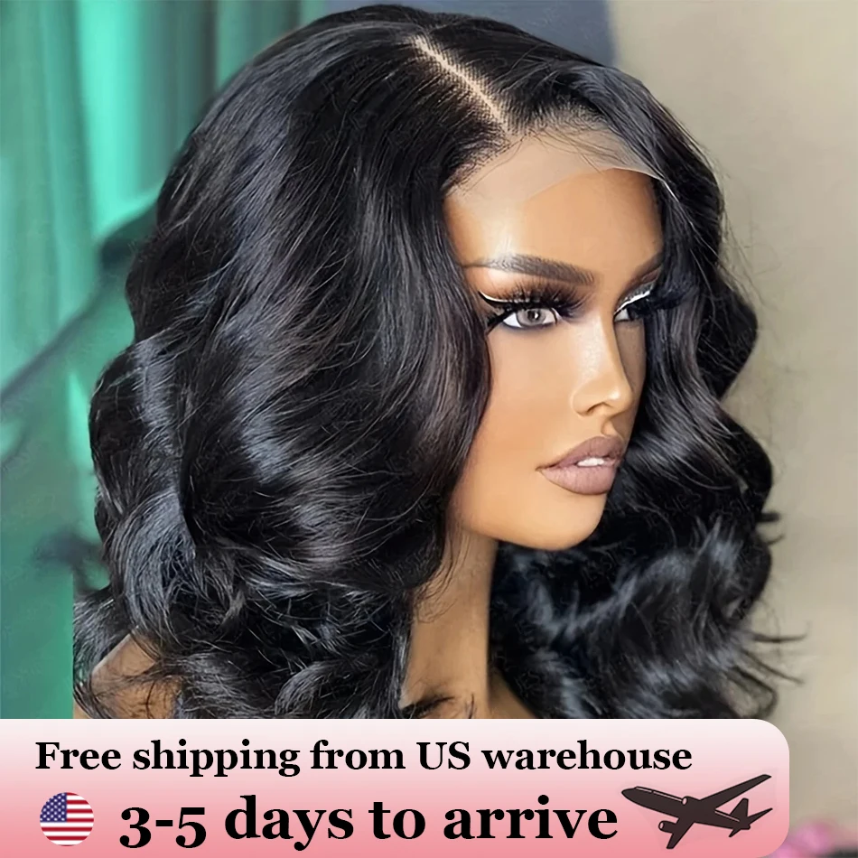 

Brazilian Short Bob Body Wave 13x4 Lace Frontal Wigs 100% Human Hair 4x4 Transparent Lace Front Wig 230% Density 12 14 16 Inches