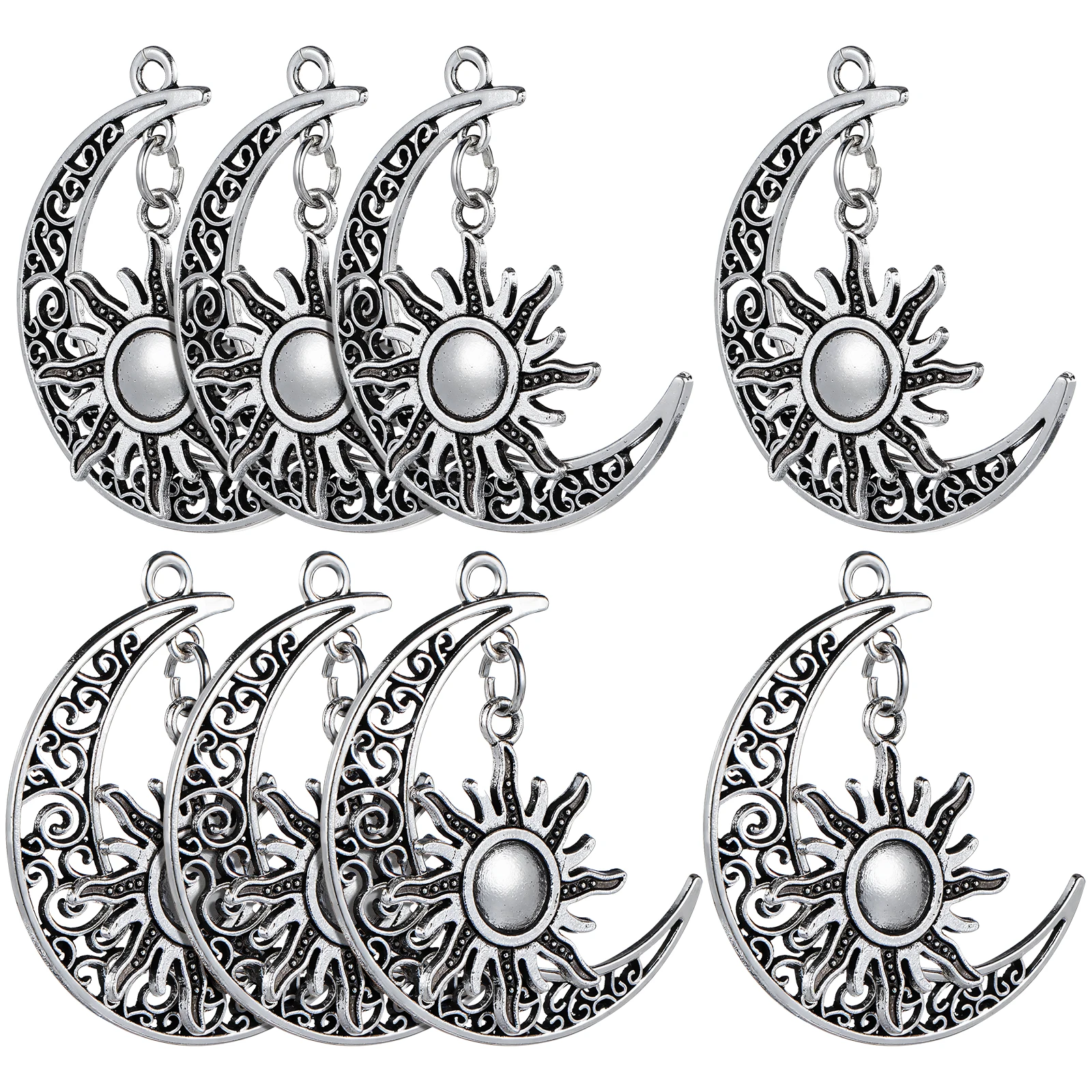

10pcs Moon Sun Alloy Charms Set Diy Jewelry Pendants For Bracelets Necklaces Earrings Decorative Accessories Craft Making Planet