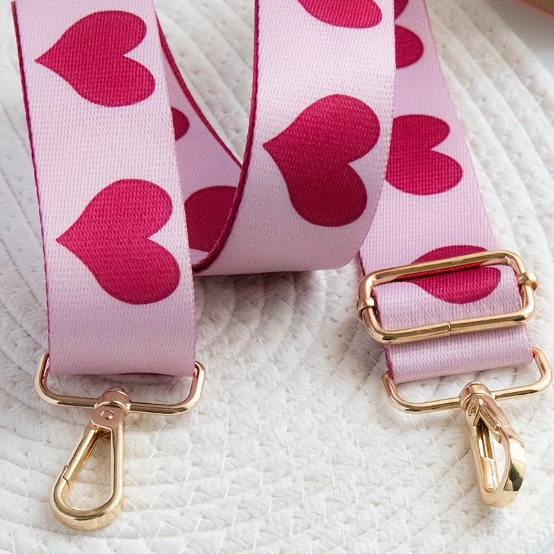 Pink Heart-shaped Pattern Backpack Strap. Suitable for Hanging Items Such As Travel Cups, Cameras, Guitars, Etc.