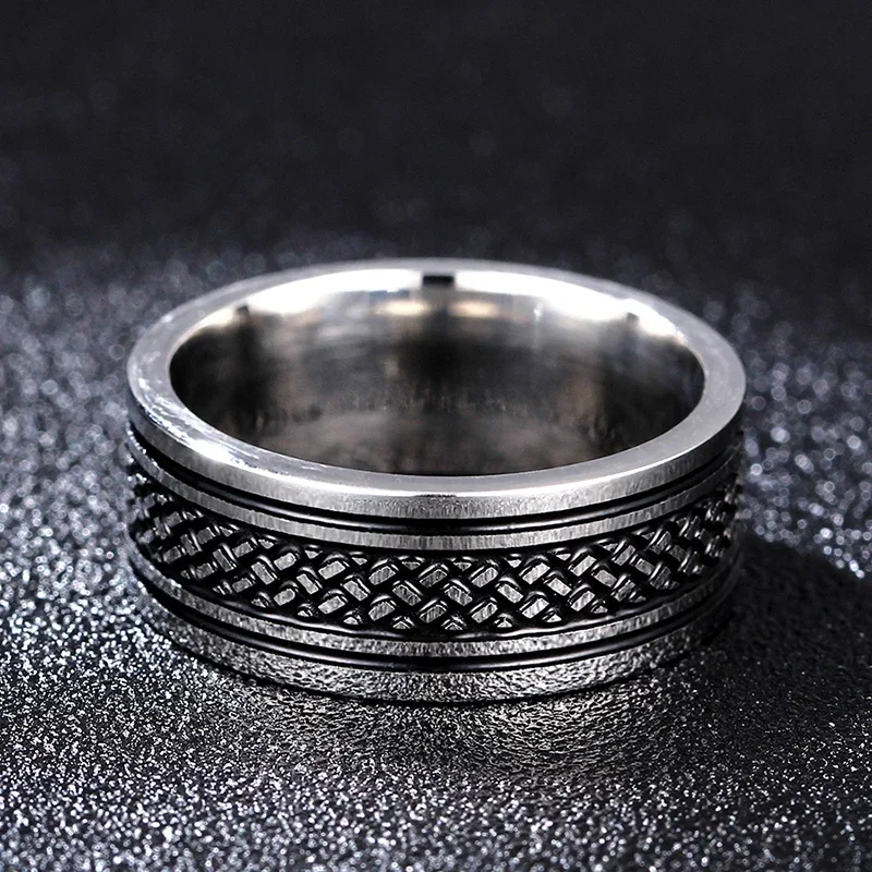 8mm Vintage 316L Stainless Steel Ring for Men and Women Never Fade Power