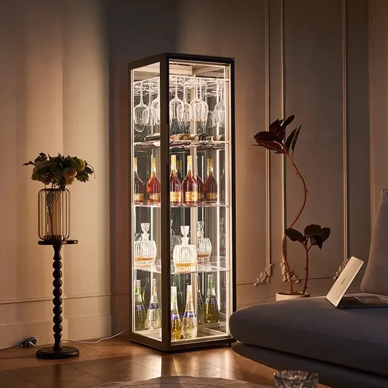 

Wine Refrigerator Nordic Iron Open Cabinets Drinks Cabinet Wall Bar Whiskey Luxury Full Kitchen Showcase Vitrine Furniture Rack