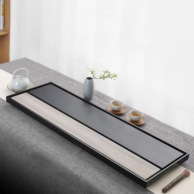 Natural Stone Plate Tea Tray Modern Luxury Large Drainage Tea Tray Serving Rectangular holz tablett rechteckig Rectangular Tray