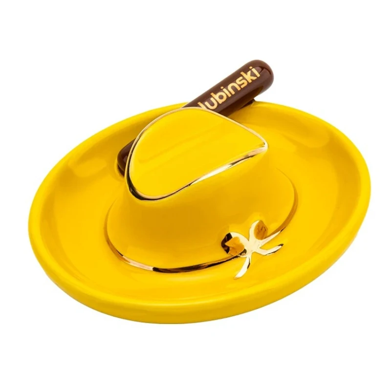Portable Cigar Ashtray Cowboy Hat Shape Cigar Cigarette Ashtray Large Diameter Ceramic Cigar Ashtray Holder Smoking Accessories