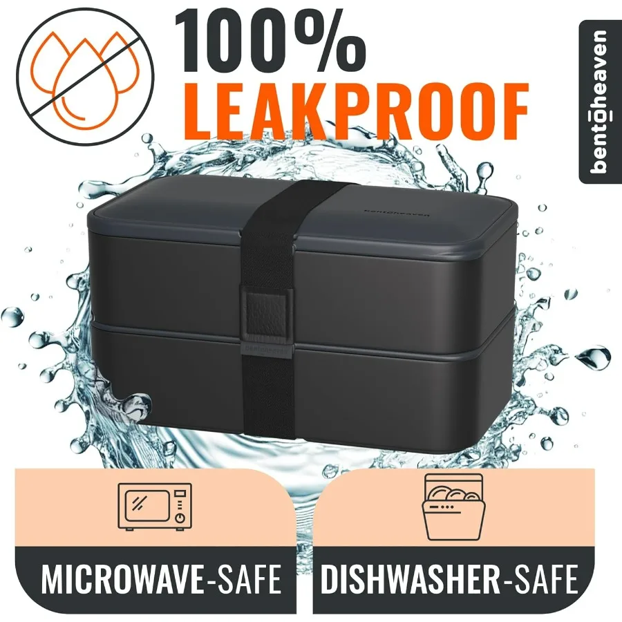 صندوق غداء ممتاز للبالغين من بينتو بوكس مع حجرات للنساء والرجال، مجموعة من أواني وعيدان تناول الطعام وحاوية غمس، يابانية لطيفة