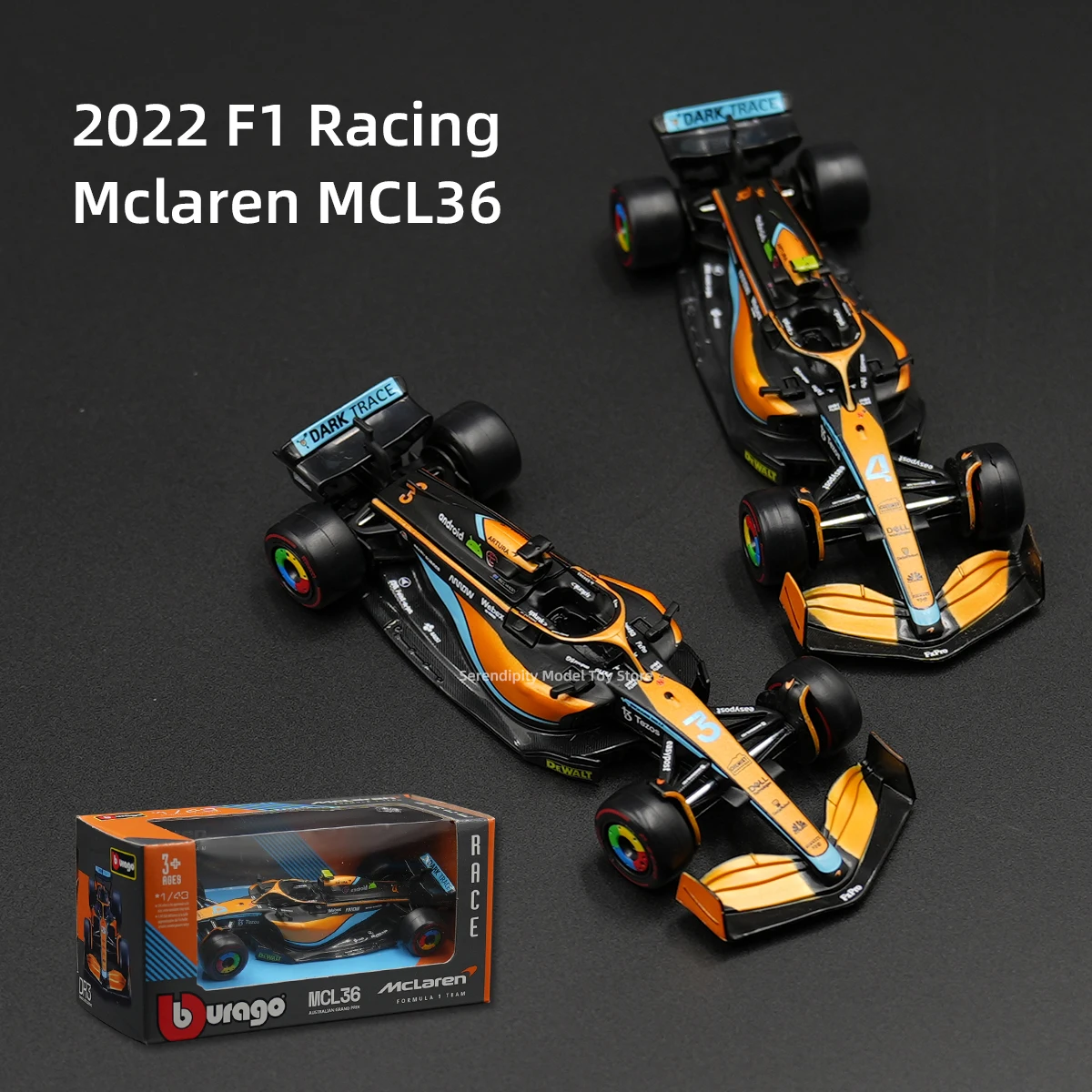 Bburago 1:43 2022 McLaren MCL36 F1 Formula Racing Car Static Simulation Diecast Alloy Model Car