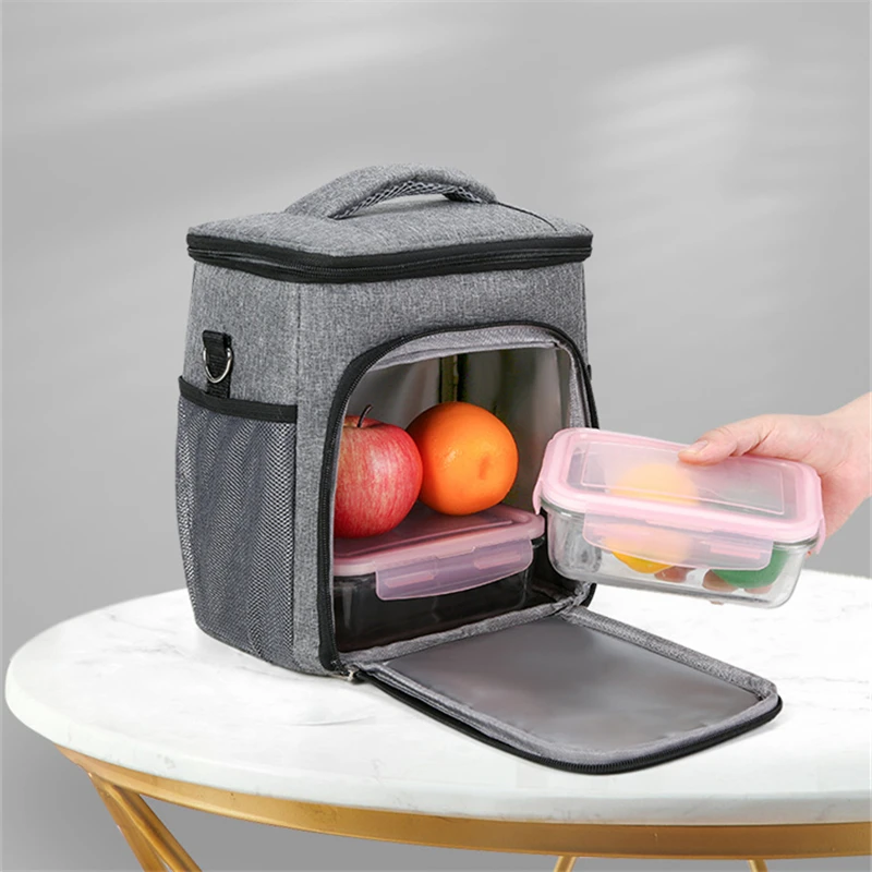 Large Capacity Double Layer Thermal Lunch Bag Picnic Food Insulated Storage Container Bento Milk Preservation Cooler Tote Bag