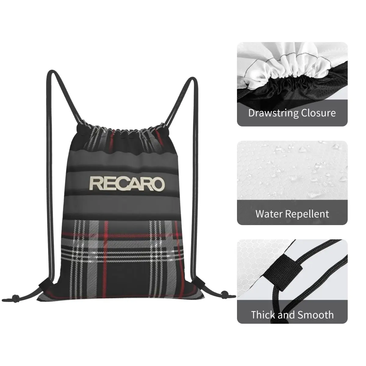 Tartan Plaid Recaros Backpacks Portable Drawstring Bags Storage Bag Book Bags for Man Woman Students view 4
