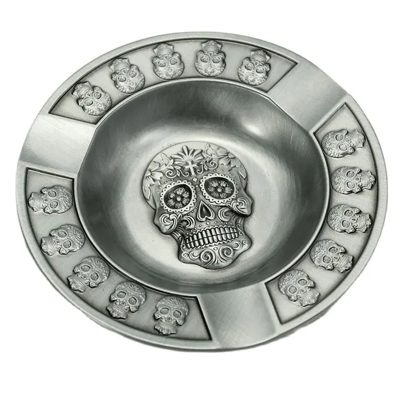 Zinc Alloy Cigar Ashtray, Round Ash Tray, Smoking Ash Holder, Skull, Dog Cigarettes, Outdoor Biometric Accessories