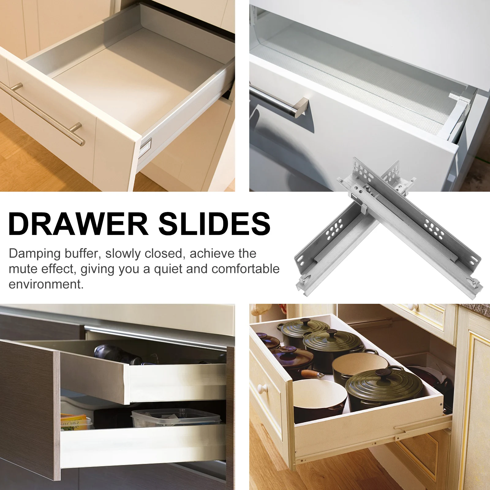 

2 Pcs Slide Rail Rails Replacement Drawer Slides Guide Runners Cold Rolled Steel Track Cabinet