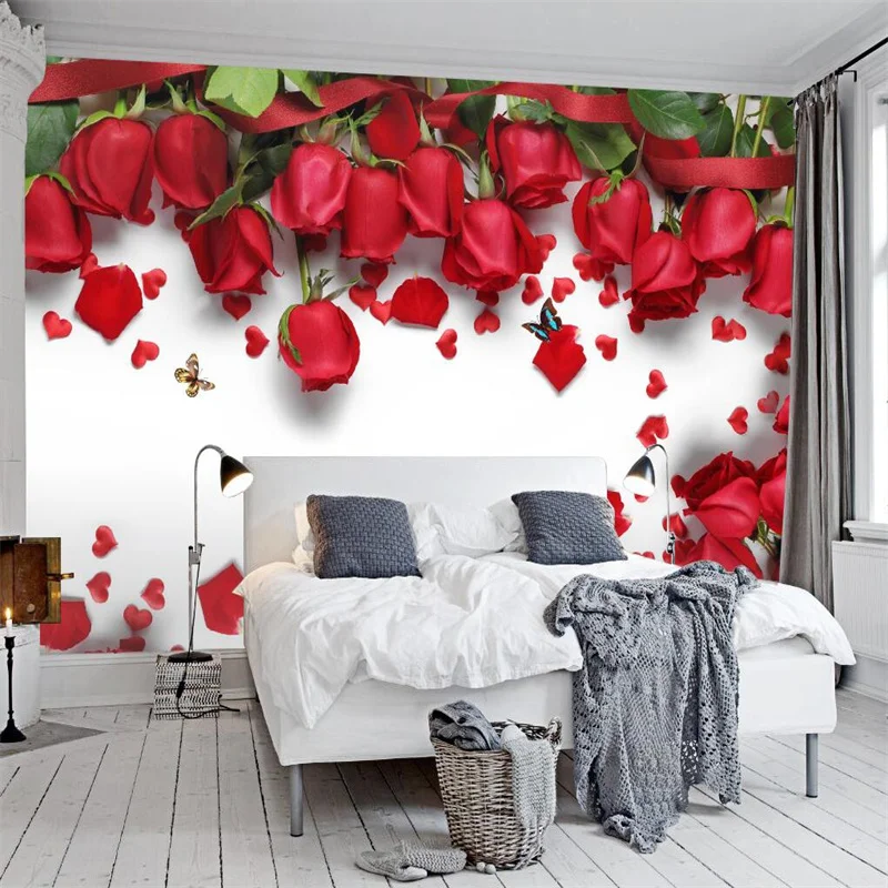 

Custom Rose Flower Wall Paper Living Room Bedroom Wedding Room Decoration Background Floral Mural Wallpaper Papel De Parede 3d