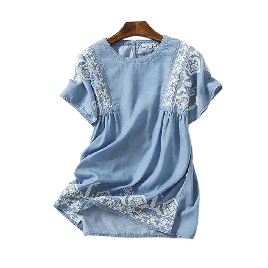 

Women's Casual Loose irt Summer 2023 Faion Floral Print Comfortable Fit Other Material 00% Ladies Premium Clothing