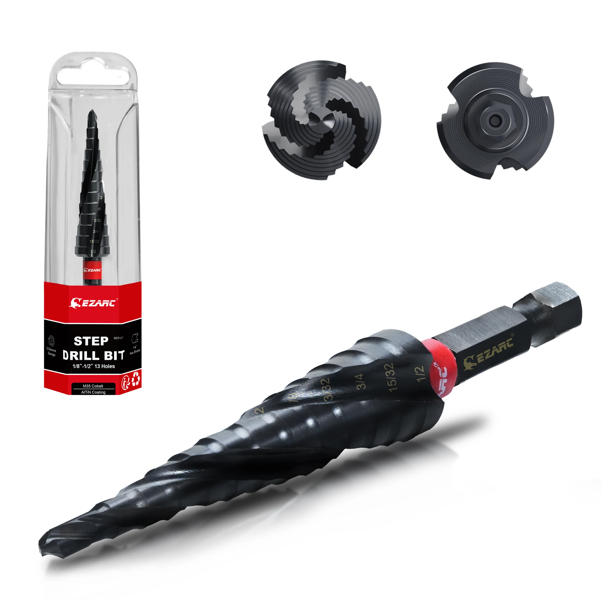 EZARC 1/8"-1/2" Ступенчатое сверло