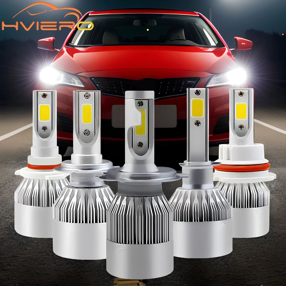 2x Car Led Headlight Fog Light C6 9012 9006 9007 H1 H3 H7 H11 72W 12V Auto Front Bulb Reverse Turn Signal Lamp Bright Waterproof