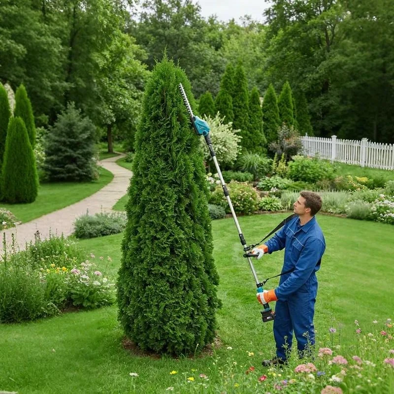 Cordless hedge trimmer blade 90 degree rotatable digital display garden branch cutter