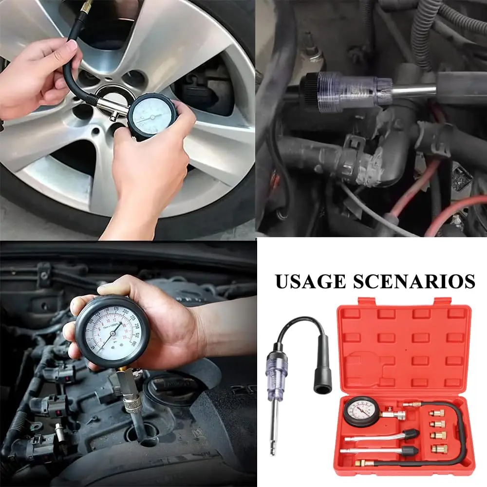 

Engine Compression Tester Car Pressure Gauge Tester Meter Auto Petrol Gas Engine Cylinder