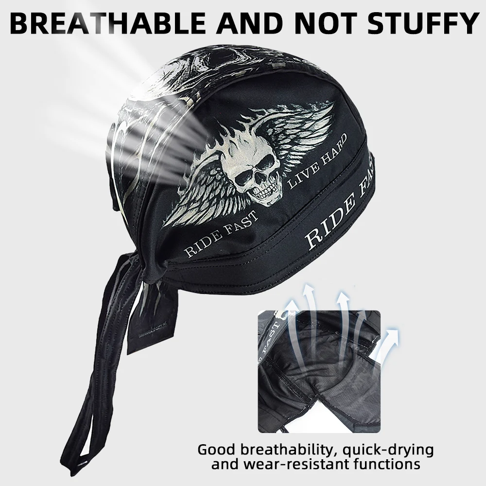 Motorcycle Cycling Headband Outdoor Sport Men Women Bandana Bicycle Head Wrap Summer Running ArmyGreen Skull Pirate Hat Cool