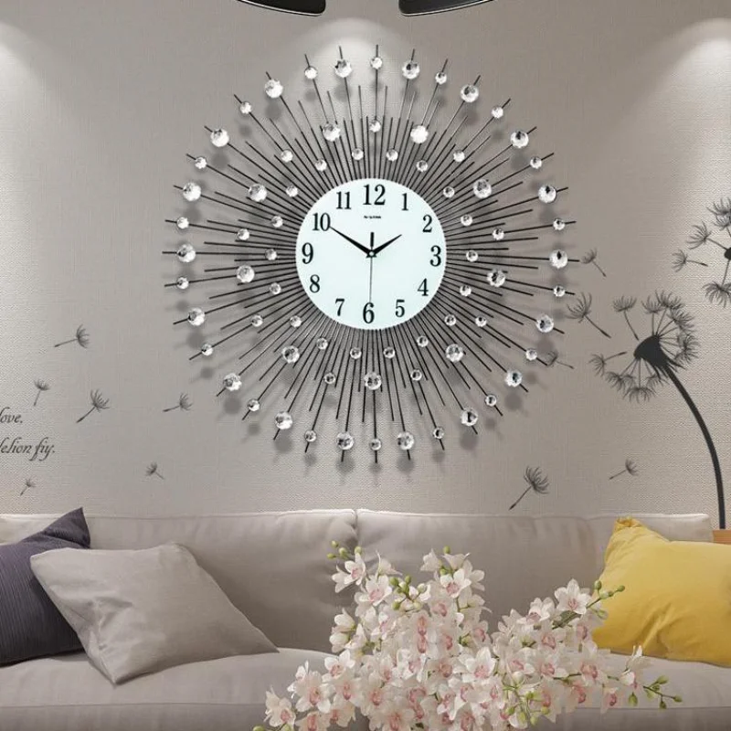 Light Luxury Electronic Wall Clock European Creative Starry Sky Quartz Wall Clock Sweep Seconds Silently Living Room Decoration