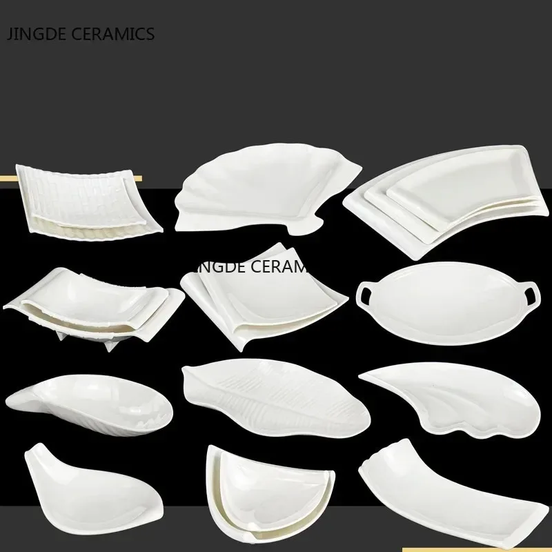 Pure White Plastic Irregular Plate Dish Commerce Serving Tray BBQ Picnic Plates Dessert Snacks Fruit Dishes Kitchen Tableware